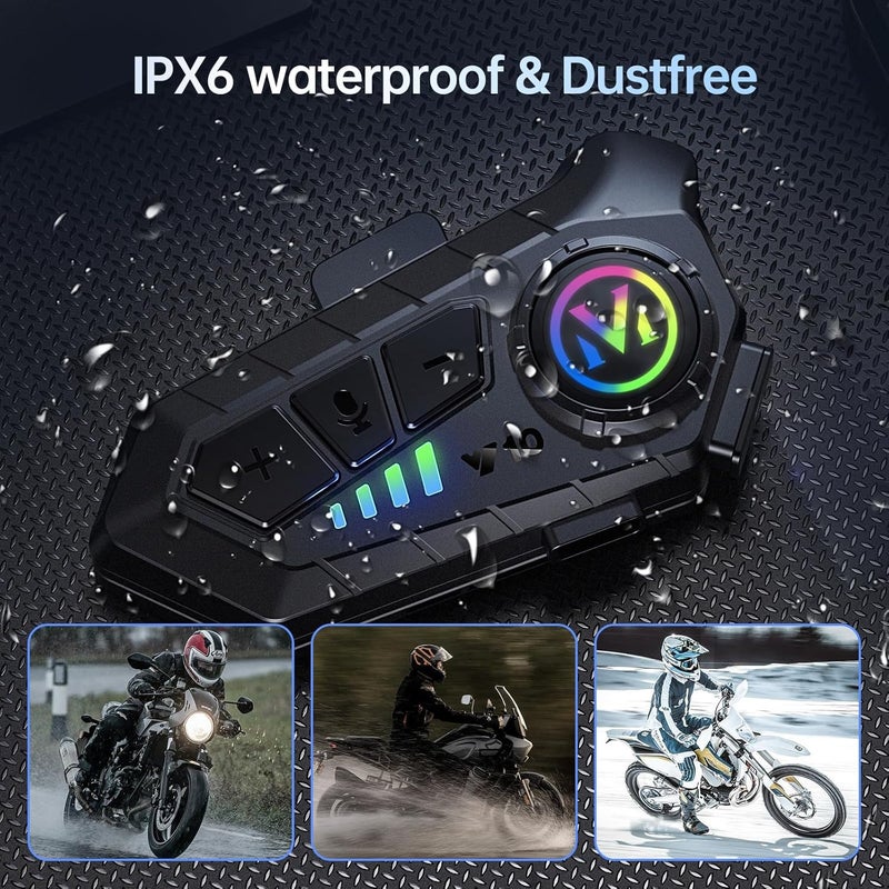 SUOOKC Motorcycle Bluetooth Headset Speaker Skiing Earphone Waterproof Bluetooth Helmet Headset with Noise Cancellation Ultra-Thin Wireless Bluetooth Headphones for All Helmets - Image 4